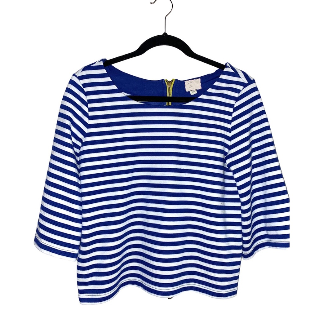 Anthropologie postcard striped zip back top xs-med